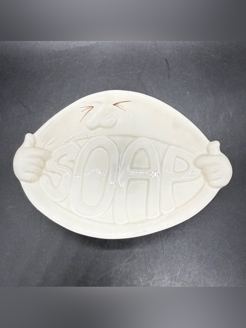 Vintage Fitz And Floyd Great Faces Soap Dish Ceramic Soap In Mouth 1988 Rare